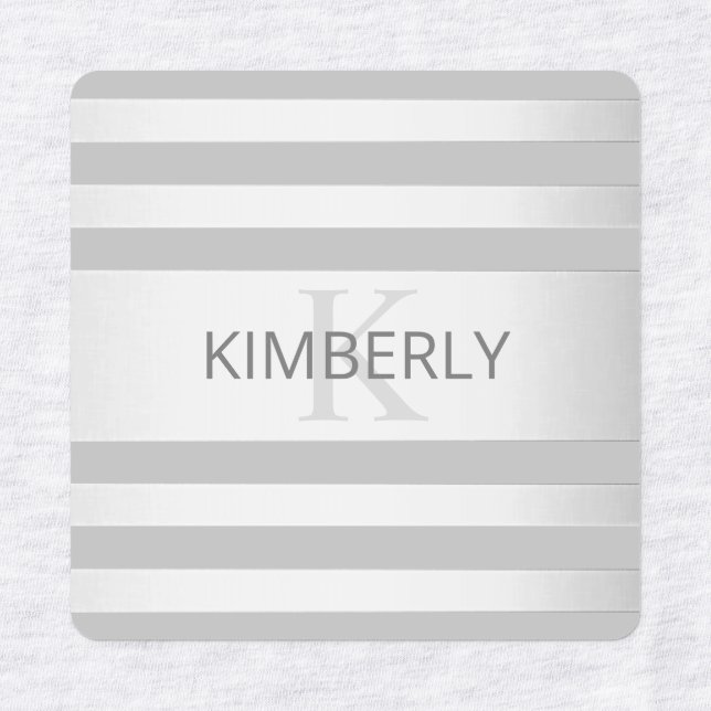 Contemporary Faux Silver Ombre Stripes & Grey Labels (Design 1)