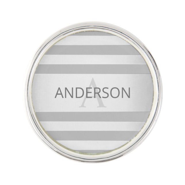 Contemporary Faux Silver Ombre Stripes & Grey Lapel Pin (Front)