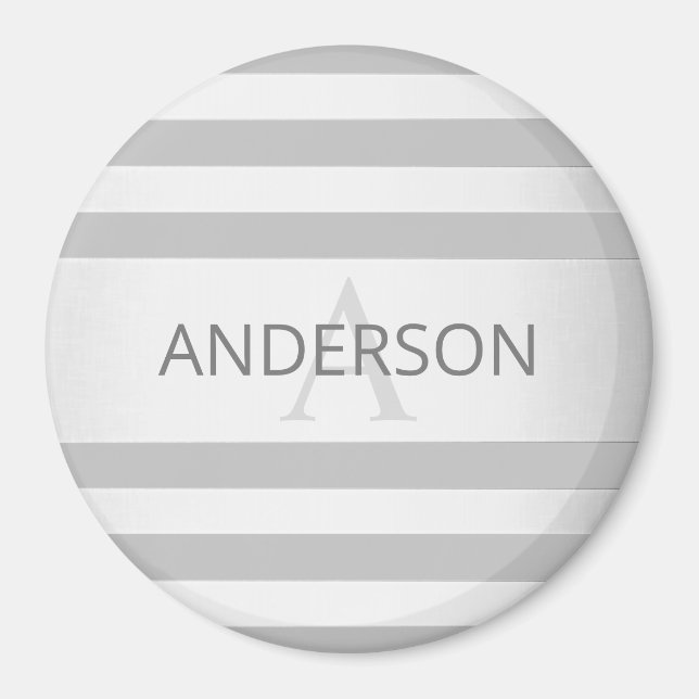 Contemporary Faux Silver Ombre Stripes & Grey Magnet (Front)