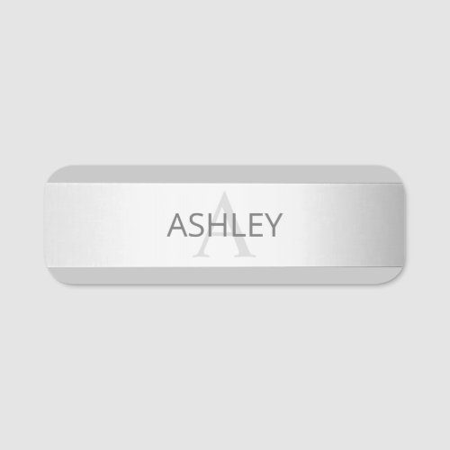 Contemporary Faux Silver Ombre Stripes  Grey Name Tag