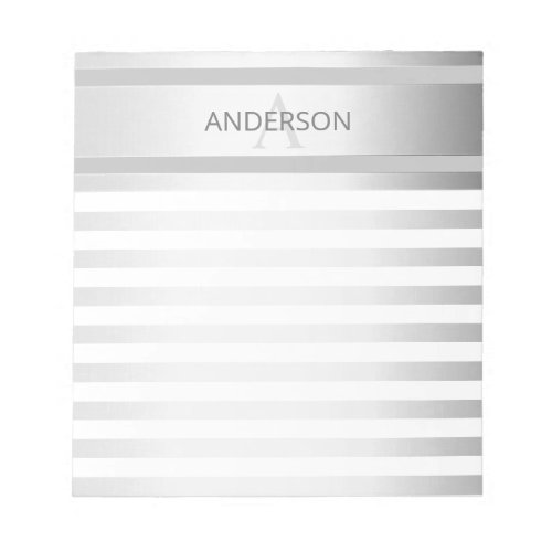 Contemporary Faux Silver Ombre Stripes  Grey Notepad