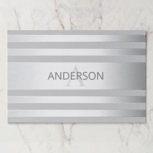Contemporary Faux Silver Ombre Stripes & Grey Paper Pad