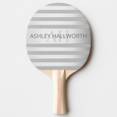 Contemporary Faux Silver Ombre Stripes  Grey Ping Pong Paddle