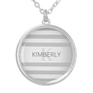 Contemporary Faux Silver Ombre Stripes & Grey Plated Necklace