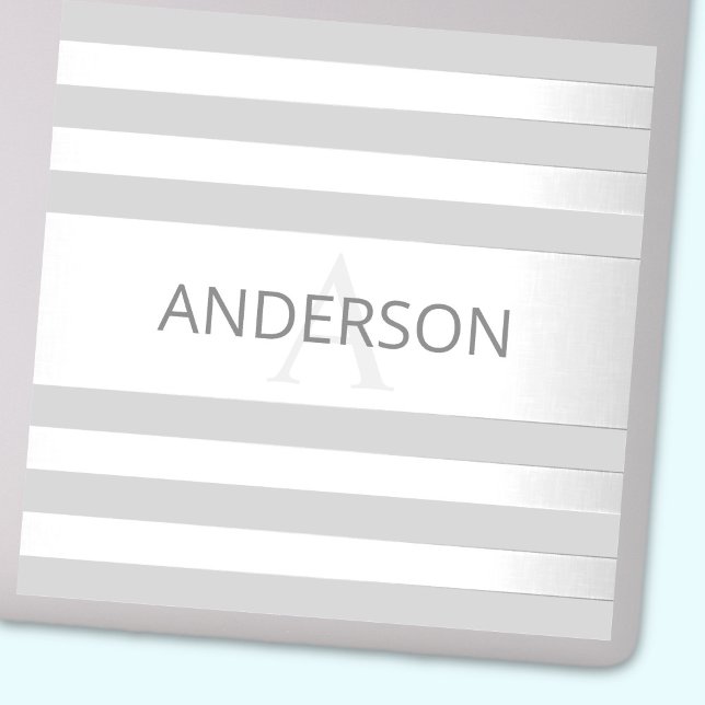 Contemporary Faux Silver Ombre Stripes & Grey Sticker (Creator Uploaded)