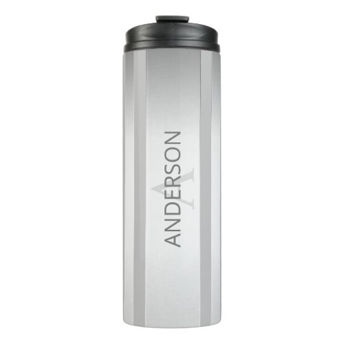 Contemporary Faux Silver Ombre Stripes  Grey Thermal Tumbler