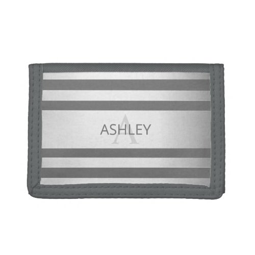 Contemporary Faux Silver Ombre Stripes  Grey Trifold Wallet
