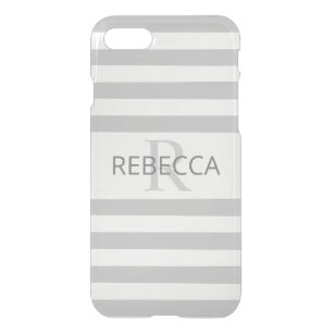 Contemporary Faux Silver Ombre Stripes & Grey iPhone SE/8/7 Case