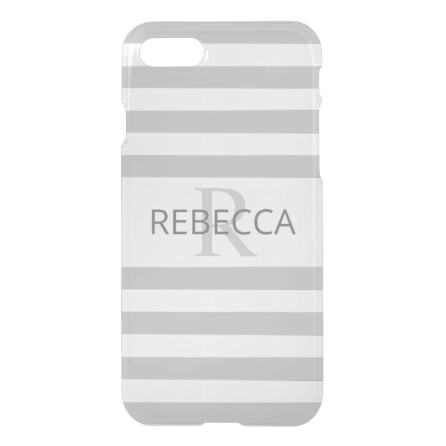 Contemporary Faux Silver Ombre Stripes & Grey Uncommon iPhone Case (Back)
