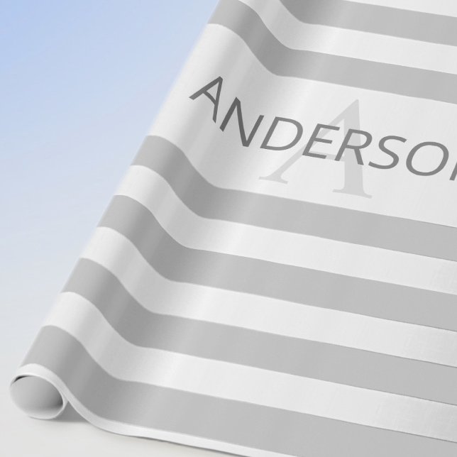 Contemporary Faux Silver Ombre Stripes & Grey Wrapping Paper (Creator Uploaded)