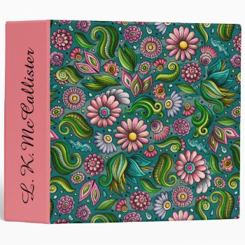 Contemporary Floral  3 Ring Binder by sharonrhea at Zazzle