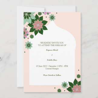 contemporary floral abstract nikkah invitation