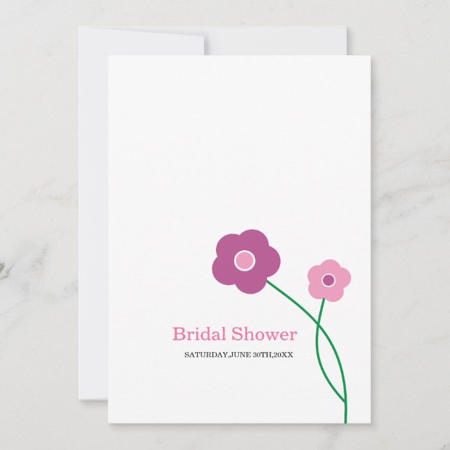 Contemporary Floral Bridal Shower Invitations (Front)