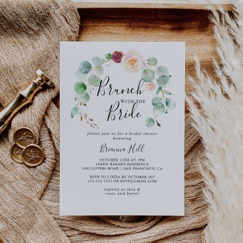 Contemporary Floral Brunch with the Bride Shower Invitation