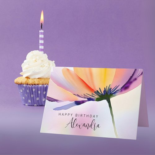 Contemporary Floral Custom Birthday Any Ocassion Card
