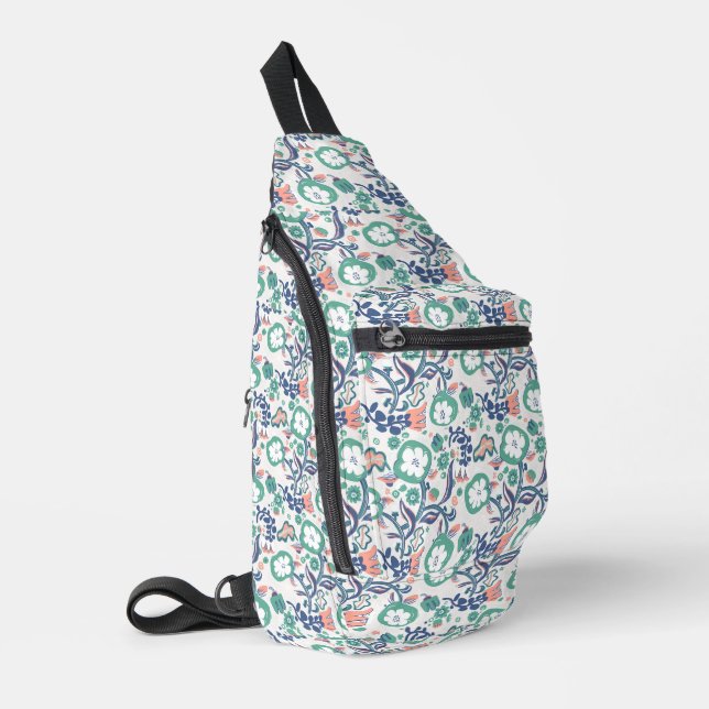 Contemporary Floral Doodle Print Sling Bag (Left Corner)