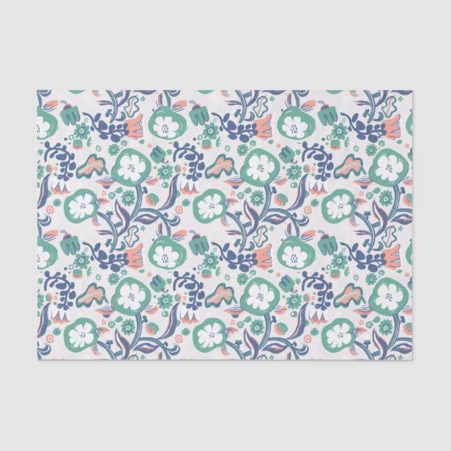 Contemporary Floral Doodle Print Tissue Paper (Front)