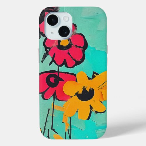 Contemporary Floral Painting iPhone 15 Case