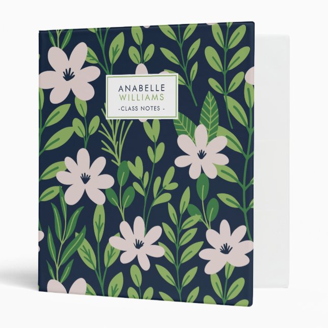 Contemporary Floral Pattern 3 Ring Binder (Front/Inside)