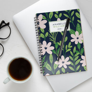 Contemporary Floral Pattern Personalized Planner by heartlocked at Zazzle