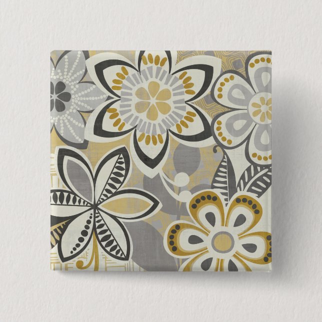 Contemporary Floral Patterns Button (Front)