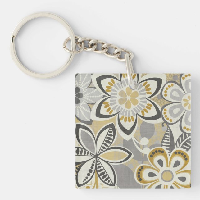 Contemporary Floral Patterns Keychain (Front)