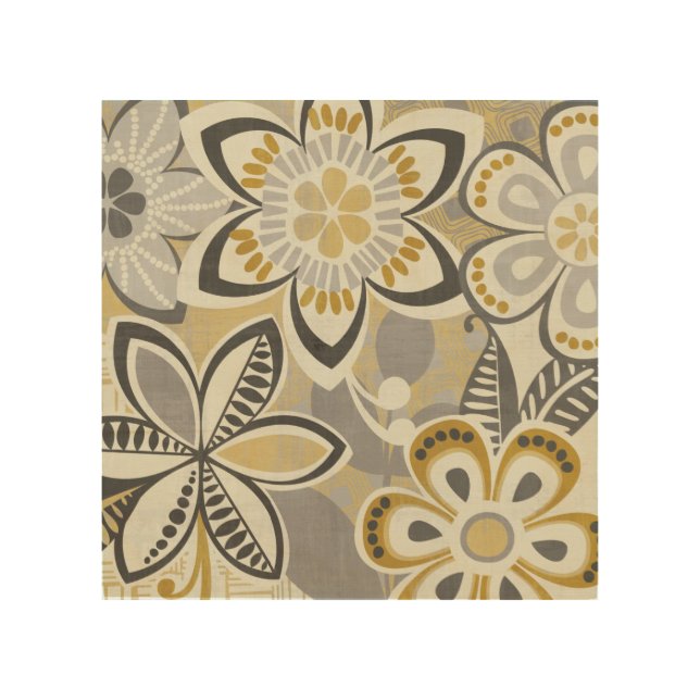 Contemporary Floral Patterns Wood Wall Art (Front)
