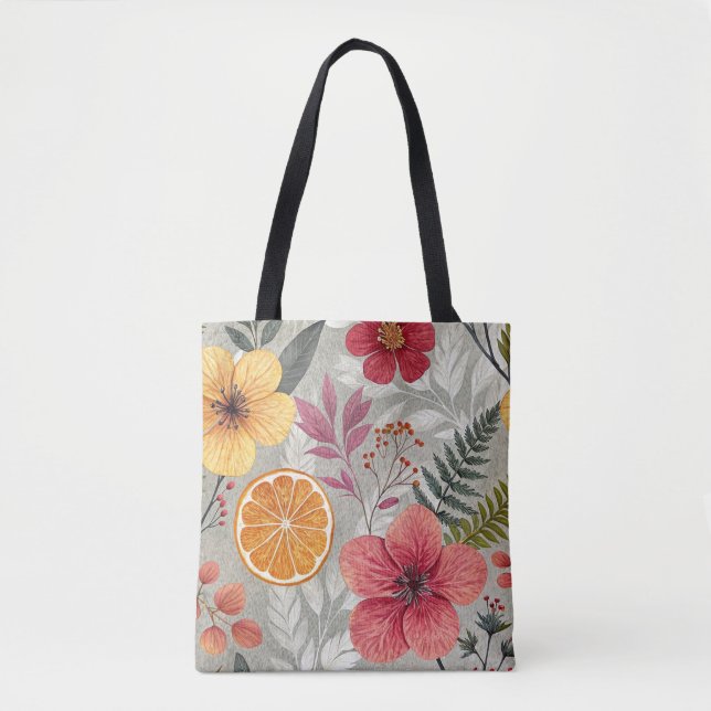 “Contemporary Floral Reusable Bag” Tote Bag (Front)