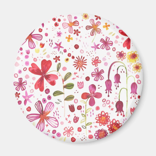 Contemporary Floral Watercolor Magnet (Front)