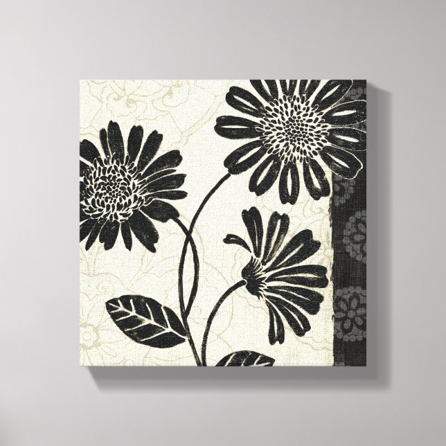 Contemporary Florals in Black and White Canvas Print (Front)