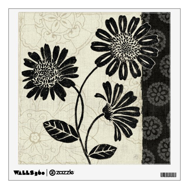 Contemporary Florals in Black and White Wall Sticker (Front)