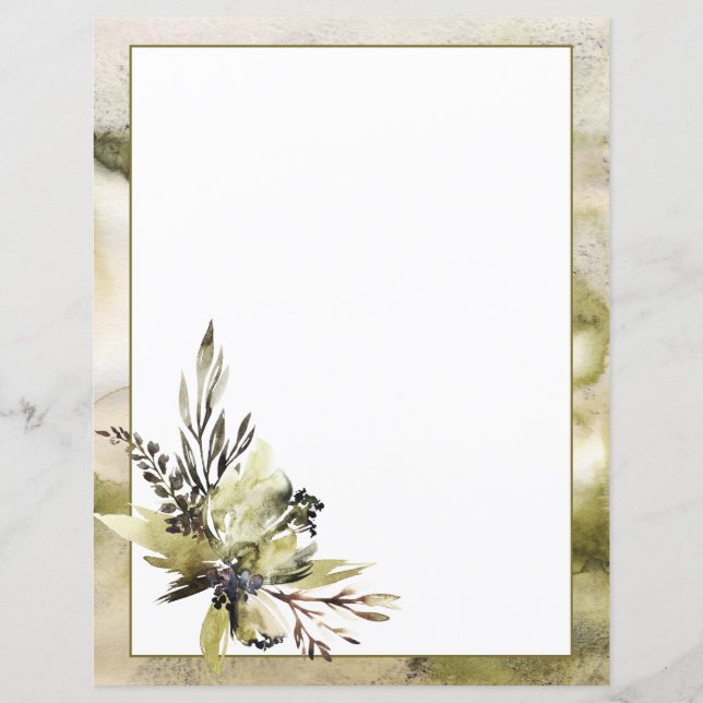 Contemporary Flower on Watercolor Scrapbook Sheet (Front)