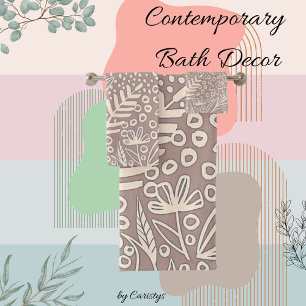 Contemporary Flowers Greenery Bath Towel Set