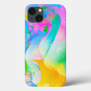 Contemporary Fluid Neon Abstract iPhone 13 Case