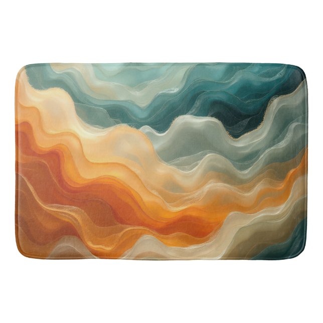 Contemporary Fluid Wave Abstract Bath Mat (Front)