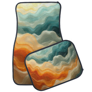 Contemporary Fluid Wave Abstract Car Floor Mat
