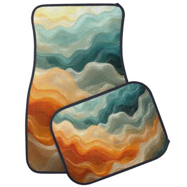 Contemporary Fluid Wave Abstract Car Floor Mat (Set)