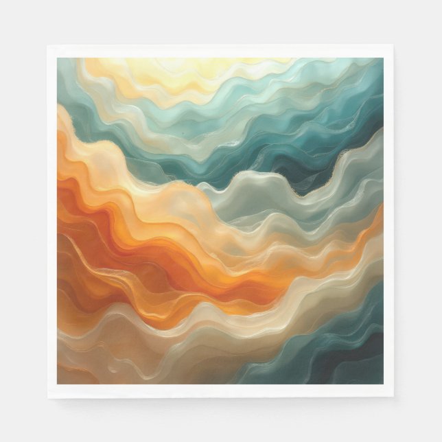 Contemporary Fluid Wave Abstract Napkins (Front)