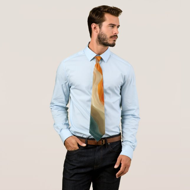 Contemporary Fluid Wave Abstract Neck Tie (In Situ)