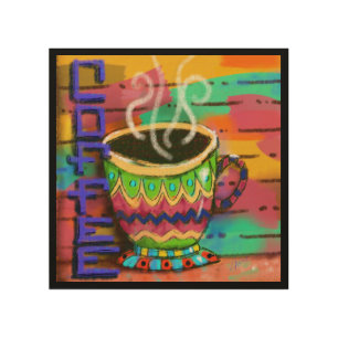Contemporary Folk Art Whimsical Coffee Cup