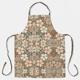 Contemporary Folk Blooms in Soft Earthy Tones Apron