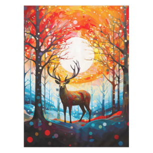 Contemporary Forest Wild Deer Tablecloth