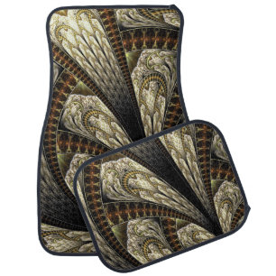 Contemporary Fractal Design Neutral Color Car Floor Mat