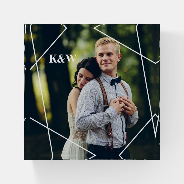 Contemporary Frame Monogrammed Custom Photo Paperweight (Front)