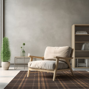 Contemporary Framhouse Brown Tartan Plaid Area Rug