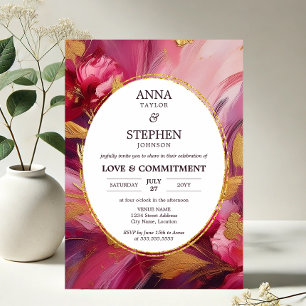 Contemporary Fuchsia Elegance Commitment Ceremony Invitation