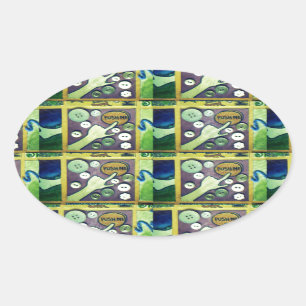 Contemporary Fun Mosaic Art Print – A Playful Oval Sticker