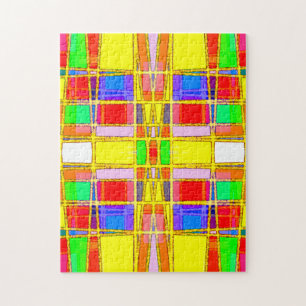 Contemporary Geometric Abstract Gold/Blue/Yellow Jigsaw Puzzle