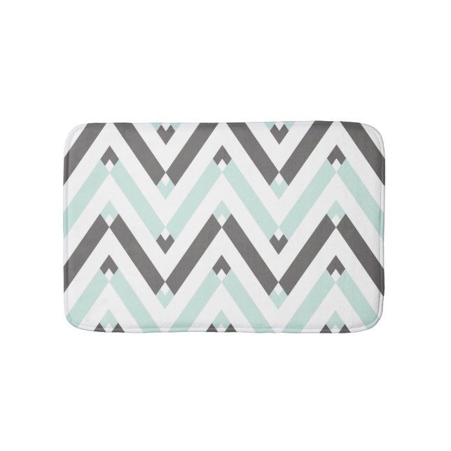 Contemporary Geometric Chevron Stripes Pattern Bathroom Mat (Front)
