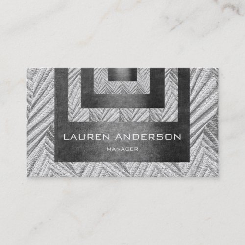 Contemporary Geometric Engraving Gray 3D Vip Business Card